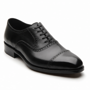 Black Brogue Cap-Toe Oxford for Men