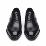 Black Brogue Cap-Toe Oxford for Men