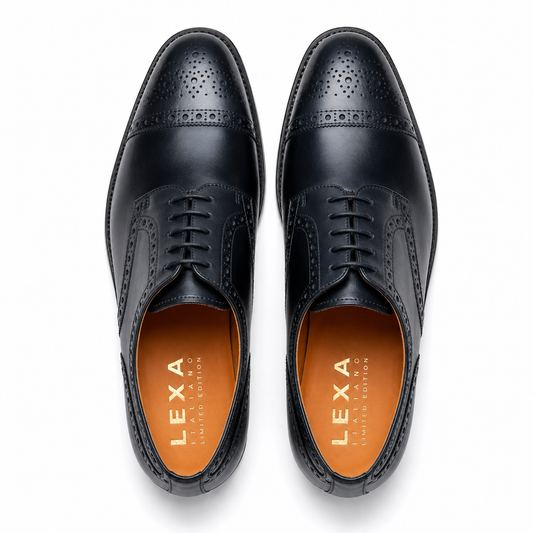 Black Brogue Oxford Shoes for Men