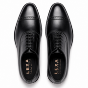 Black leather Oxford shoes for men top view