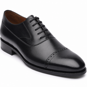 Black leather Oxford shoe side angle