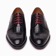 Black Croc-Embossed Leather Oxford Shoes for Men