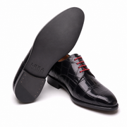 Black Croc-Embossed Leather Oxford Shoes for Men