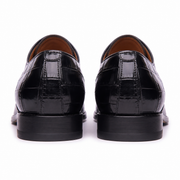 Black Croc-Embossed Leather Oxford Shoes for Men