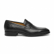 Black Handcrafted Leather Formal Penny Loafers