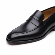 Black Handcrafted Leather Formal Penny Loafers