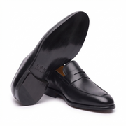 Black Handcrafted Leather Formal Penny Loafers