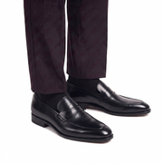 Black Handcrafted Leather Formal Penny Loafers