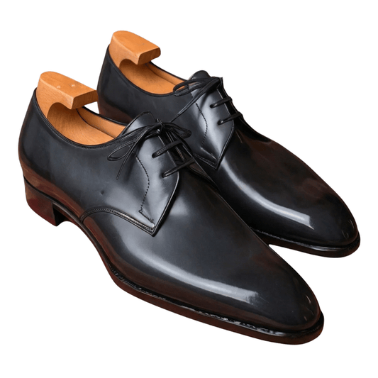 Black High-Shine Derby Shoes for Men