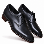 Black High-Shine Derby Shoes for Men