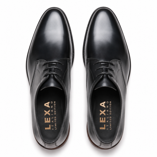 Black High-Shine Derby Shoes for Men