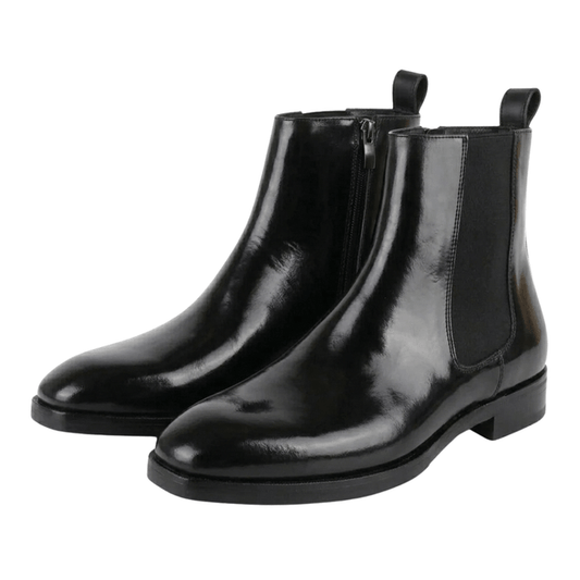 Black Leather Ankle Boots for Men
