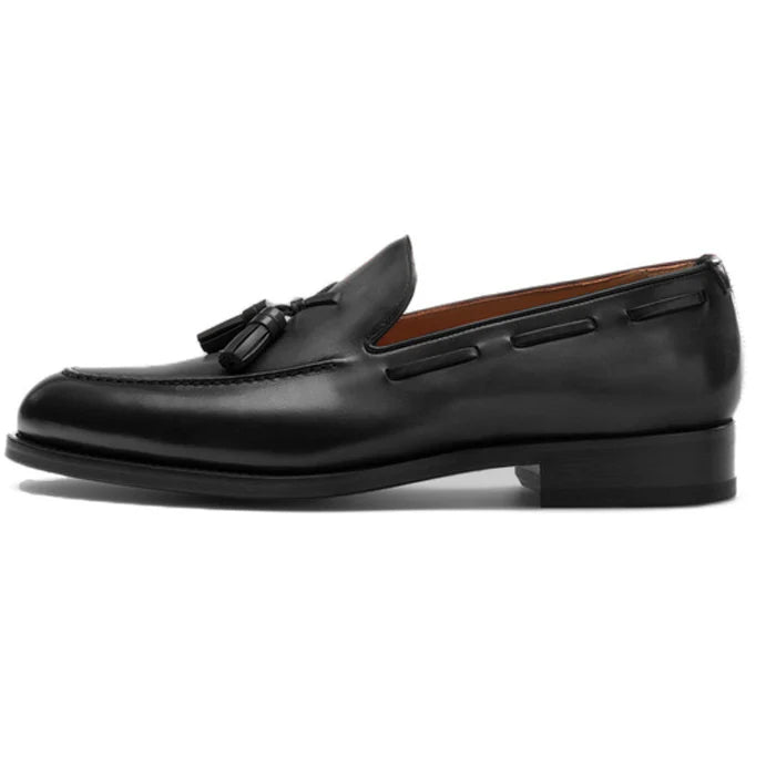 Black Leather Barbican Tassel Loafers - Formal Shoes