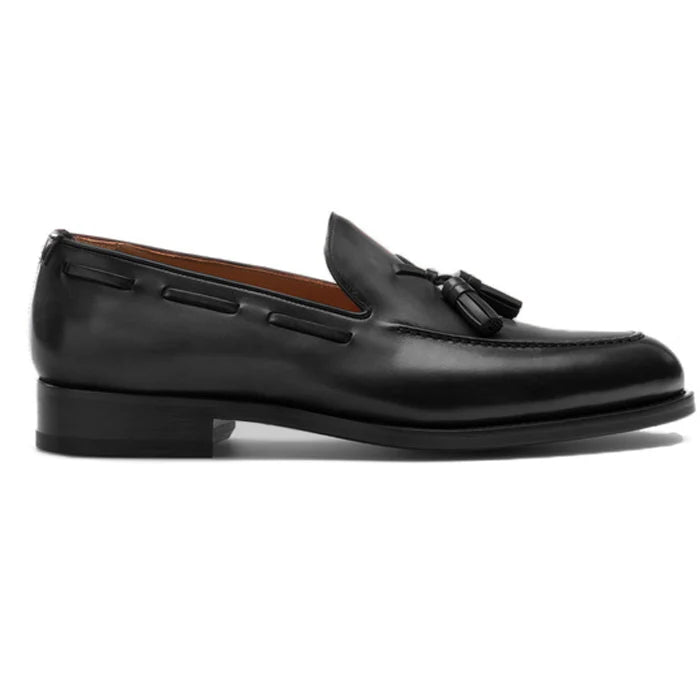 Black Leather Barbican Tassel Loafers - Formal Shoes