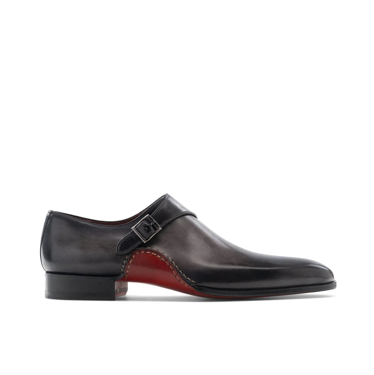 Black Leather Bathurst Monk Straps Shoes