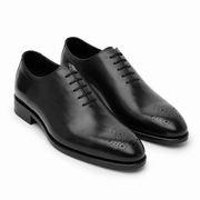 Black Leather Brogue Oxford Shoes for Men