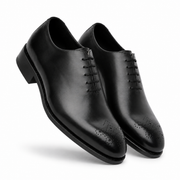 Black Leather Brogue Oxford Shoes for Men