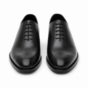 Black Leather Brogue Oxford Shoes for Men