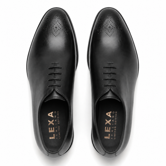 Black Leather Brogue Oxford Shoes for Men