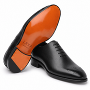 Black Leather Brogue Oxford Shoes for Men