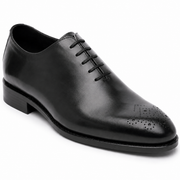 Black Leather Brogue Oxford Shoes for Men