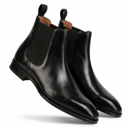 Black Leather Chelsea Boots for Men