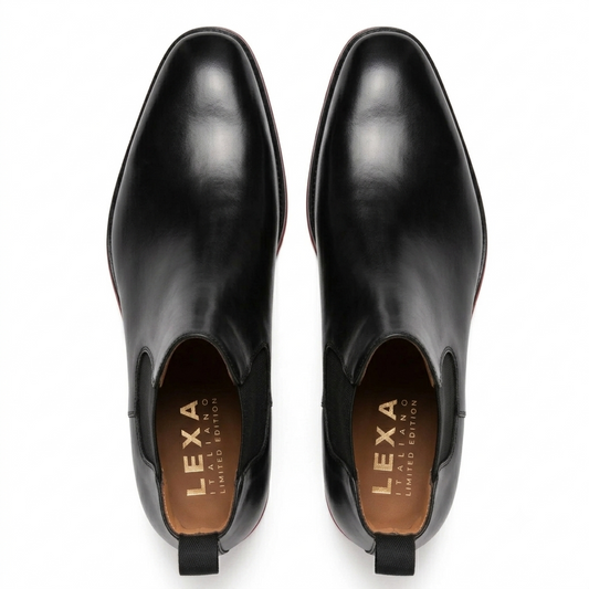 Black Leather Chelsea Boots for Men