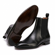 Black Leather Chelsea Boots for Men