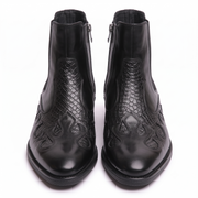 Black Leather Chelsea Boots with Croc Panel