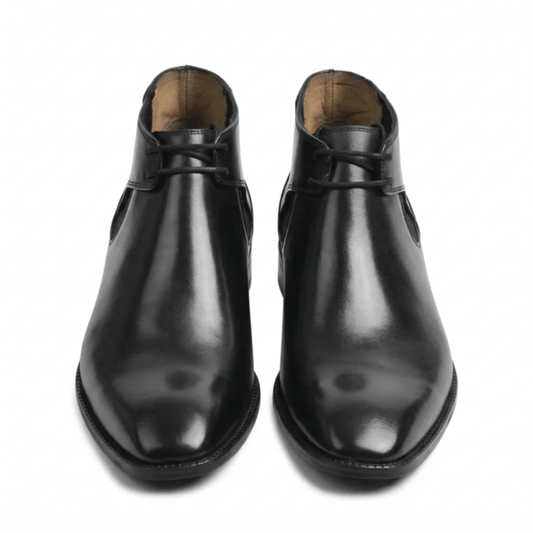 Black Leather Chukka Boots for Men