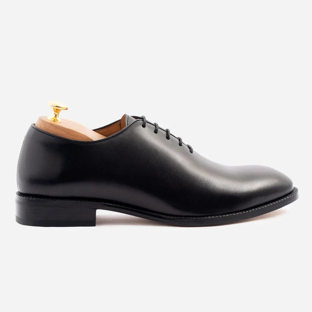 Black Leather Drayton One Cut Oxfords - Formal Shoes