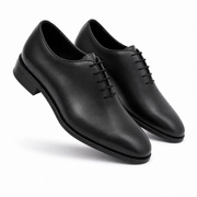 Black Leather Drayton One Cut Oxfords - Formal Shoes