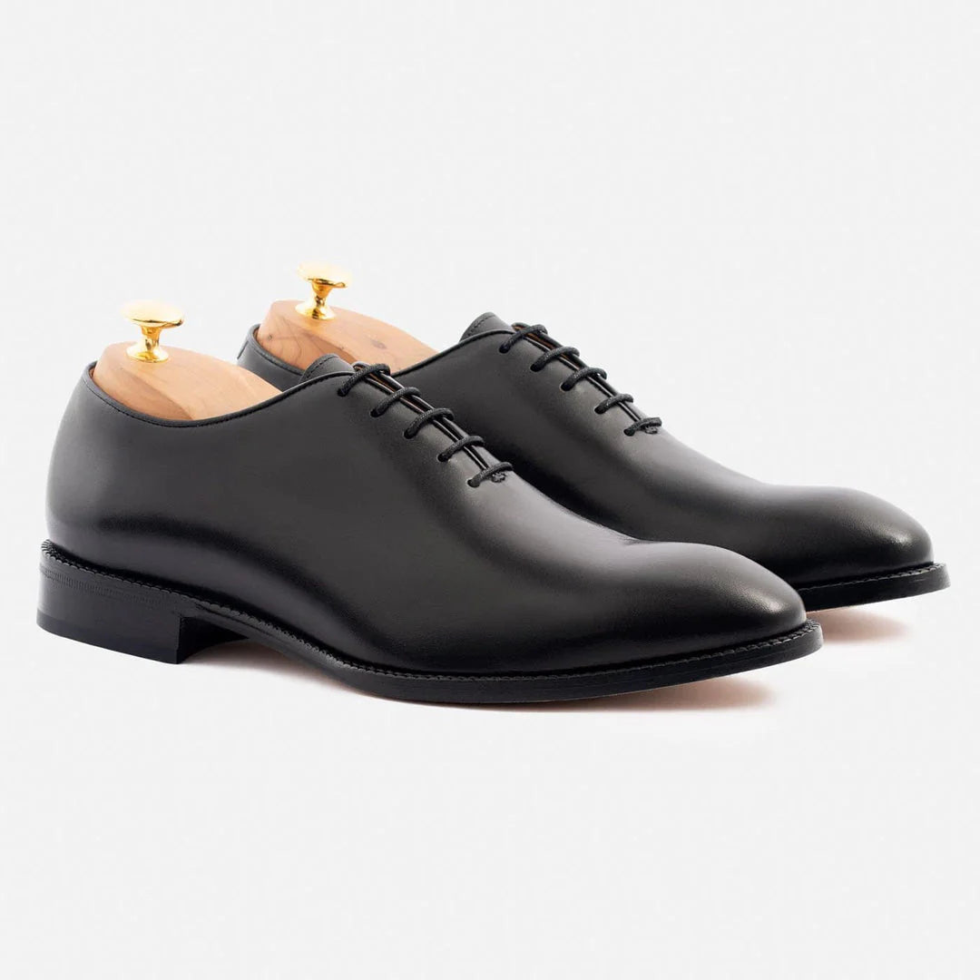 Black Leather Drayton One Cut Oxfords - Formal Shoes