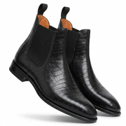 Black Leather Fenland Slip On Chelsea Boots