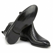 Black Leather Fenland Slip On Chelsea Boots