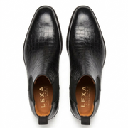 Black Leather Fenland Slip On Chelsea Boots