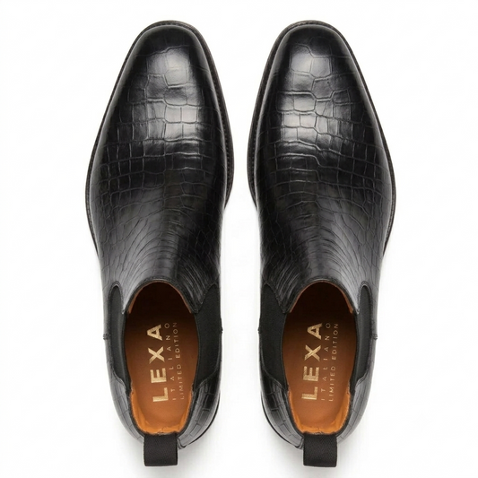 Black Leather Fenland Slip On Chelsea Boots
