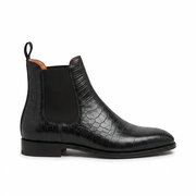 Black Leather Fenland Slip On Chelsea Boots