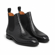 Black Leather Fenland Slip On Chelsea Boots