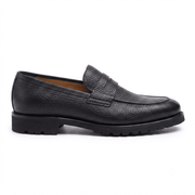 Black Leather Penny Loafers for Men