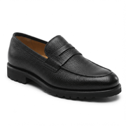 Black Leather Penny Loafers for Men