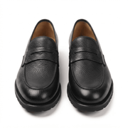 Black Leather Penny Loafers for Men