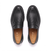 Black Leather Penny Loafers for Men