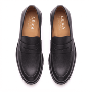 Black Leather Penny Loafers for Men