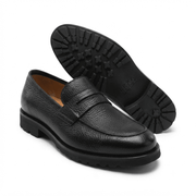 Black Leather Penny Loafers for Men