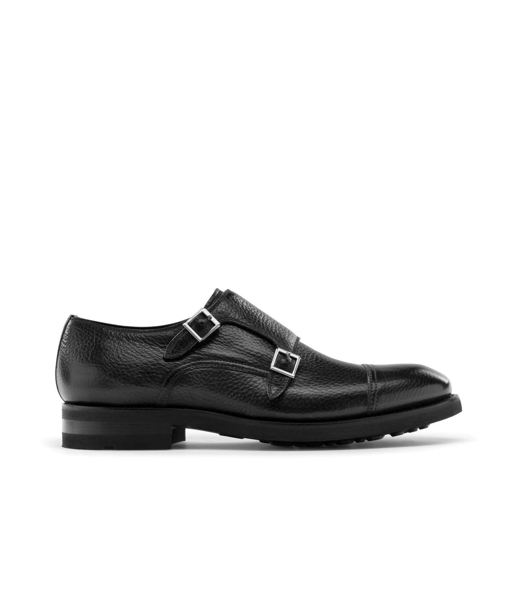 Black Leather Portneuf Chunky Monk Strap Shoe