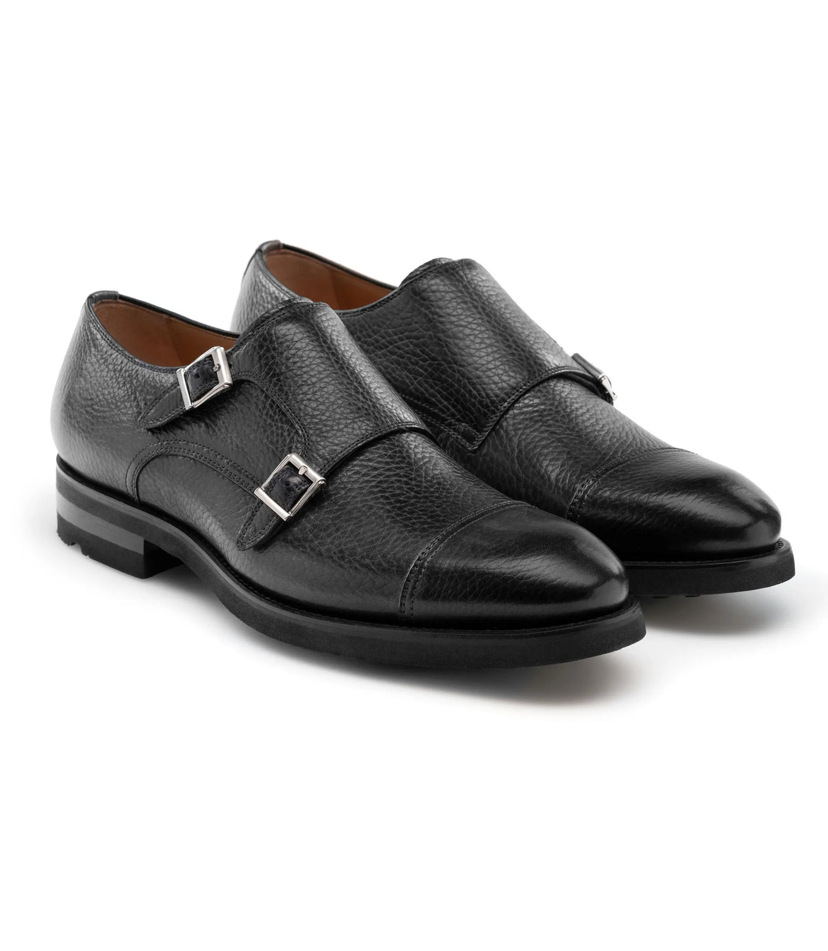 Black Leather Portneuf Chunky Monk Strap Shoe