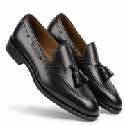 Black Leather Tassel Loafers