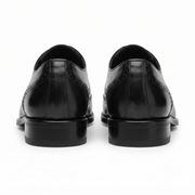 Black Leather Wingtip Brogue Derby Shoes for Men
