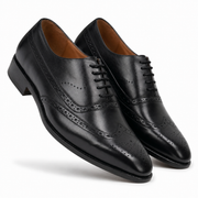 Black Leather Wingtip Brogue Oxford Shoes